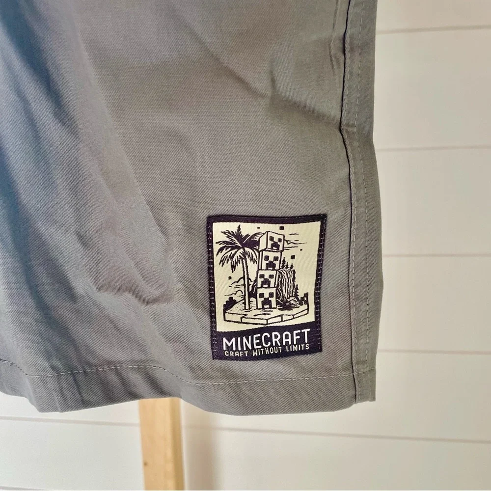 Boys Minecraft Gray Woven Shorts‎